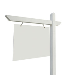 Blank Real Estate Sign on White