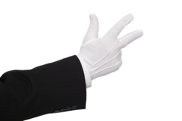 Zählende Hand, Zahl Nr. 3, Serie weiße Handschuhe