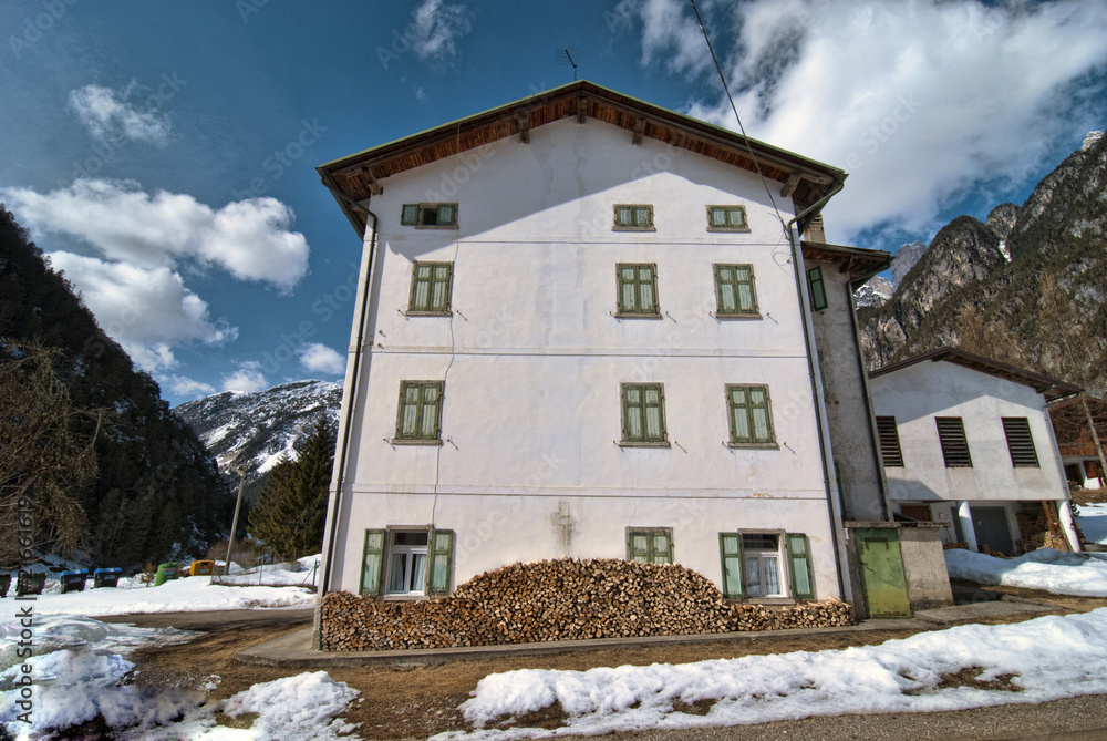 Poster Snow on the Dolomites Mountains, Italy