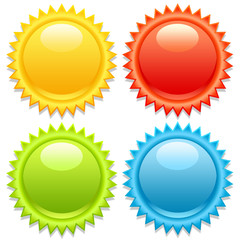 Four colorful stickers