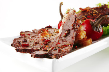 beef meat slice on plate