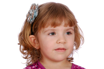 beauty little girl with flower hair stick