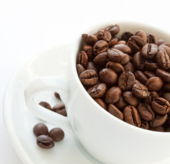 cup with coffee beans