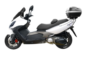 white city scooter with trunk isolated