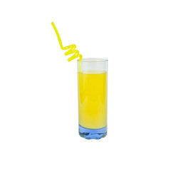 Glass of juice with straw