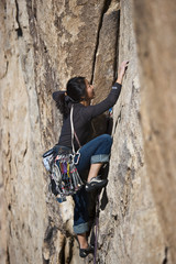 Female rock climber.