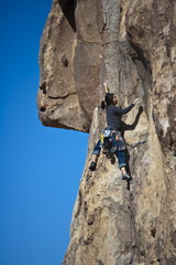 Female rock climber.
