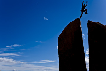 Rock climber on the summit.