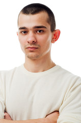 Young man on white background