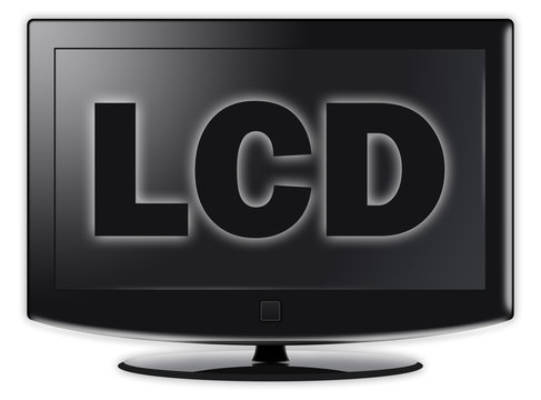 Flatscreen TV with "LCD" wording on screen