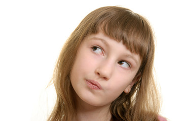 Girl in thoughtfulness and meditations