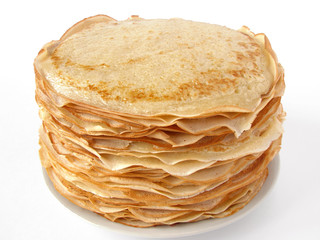 russian traditional pancakes pile on plate