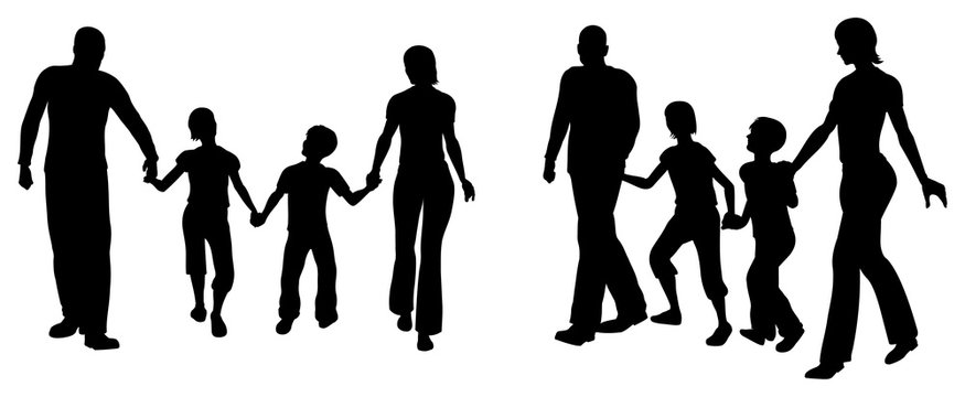 vector family of four silhouette