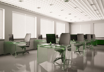 Office mit glas tische 3d