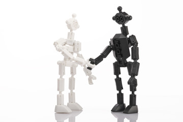toy bricks people handshake