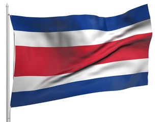 Flying Flag of Costa Rica - All Countries