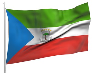 Flying Flag of Equatorial Guinea - All Countries