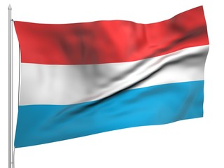 Flying Flag of Luxembourg - All Countries