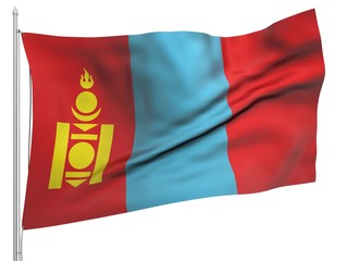 Flying Flag of Mongolia - All Countries
