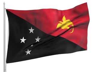Flying Flag of Papua New Guinea - All Countries