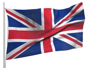 Flying Flag of United Kingdom - All Countries