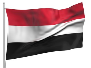 Flying Flag of Yemen - All Countries