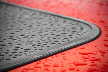 abstract of raindrops around a vehicle window seal - 21683467