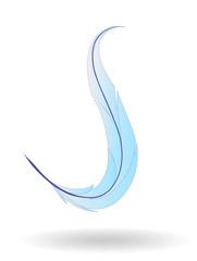 Vector dark blue feather on a white background. A design element