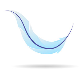 Vector dark blue feather on a white background. A design element