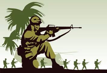 Washable wall murals Military Soldiers in Vietnam