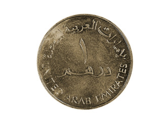 Dirham-Coin, sepia tone (isolated on white)