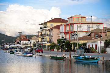 View of Lefkada town in the evening, Ionian islands, Greece