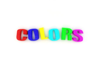 word colors from of the letters in different colors. 3d