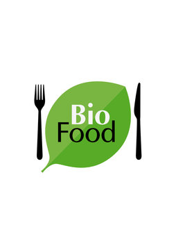 BIO FOOD con posate e foglia