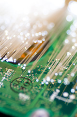 Optical fiber picture with details and light effects.