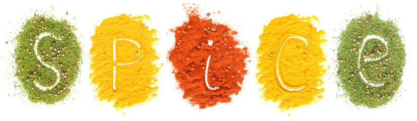 Piles of colored spices