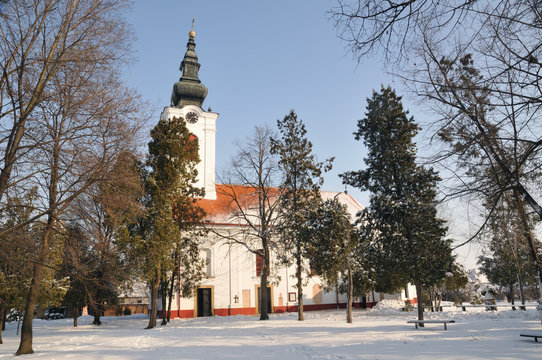 Orthodox church in winter Zrenjanin Vojvodina Serbia