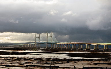 View of the Modern Severn Bridge taken late evening.