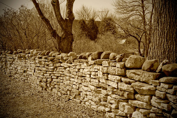 Old Stone Wall in Sepia