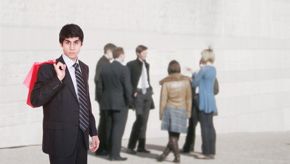 A happy shopping man