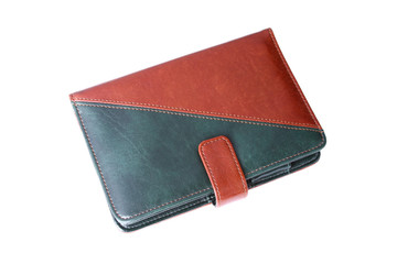 Closed leather office organizer on white