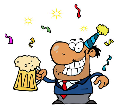 Happy African American Businessman Celebrating At A Party