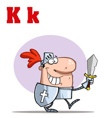 Funny Cartoons Alphabet-Knight With Letters K