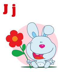 Funny Cartoons Alphabet- Rabbit With Letters J