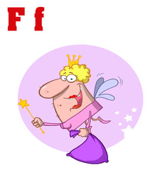 Funny Cartoons Alphabet-Fairy With Letters F