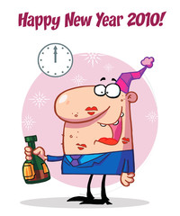 Happy Man Celebrating Happy New Year 2010