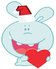 Christmas romantic bunny with heart