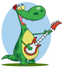 Dinosaur plays guitar