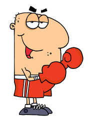 Caucasian Cartoon Boxer Man