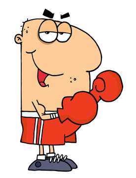 Caucasian Cartoon Boxer Man